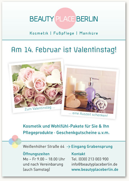 Plakat für Aktionen zum Valentinstag