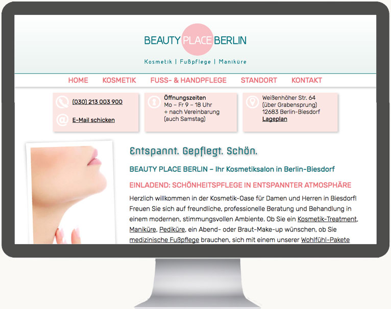 Desktopansicht Website Beautyplace Berlin